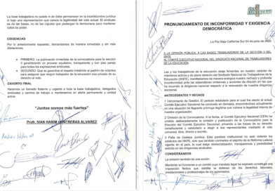 Trabajadores de la educación consideran ilegítima prórroga a la directiva de la Sección 3 del SNTE