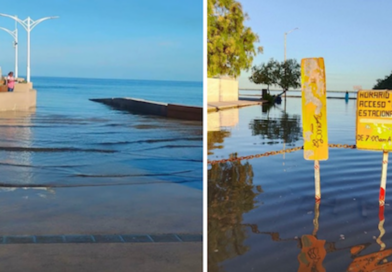 Sorprende el mar al inundar zonas urbanas de La Paz; dificulta tránsito por carretera al Aeropuerto